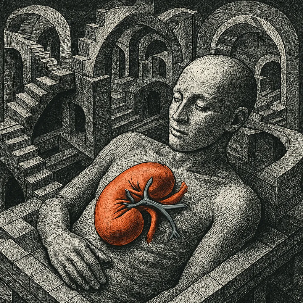 Cover art for Keeping a patient alive with a gene-edited pig kidney
