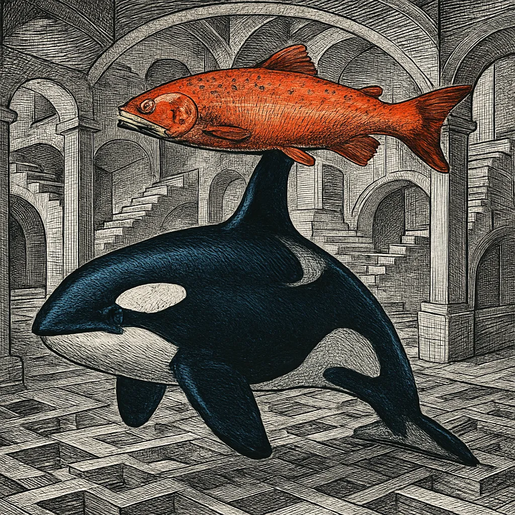 Cover art for Why orcas balance dead salmon on their heads
